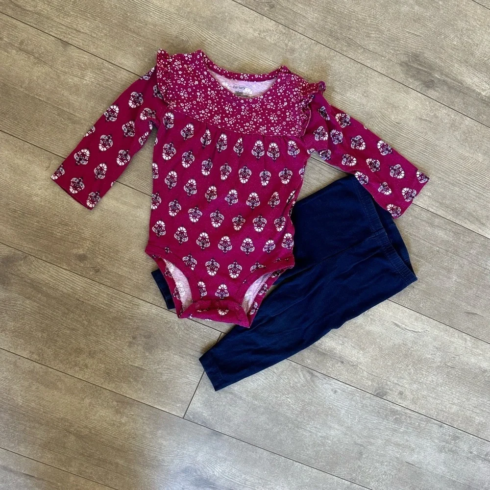 Carter’s 18 Month Baby Girl Bohemian Long Sleeve Bodysuit & Leggings Set